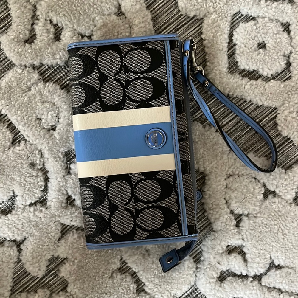 Blue and white coach wallet